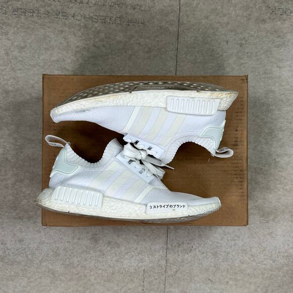 Vintage Y2K Adidas NMD R1 Low Top Shoes Mens 10 Triple White Primeknit Japan - Picture 2 of 8